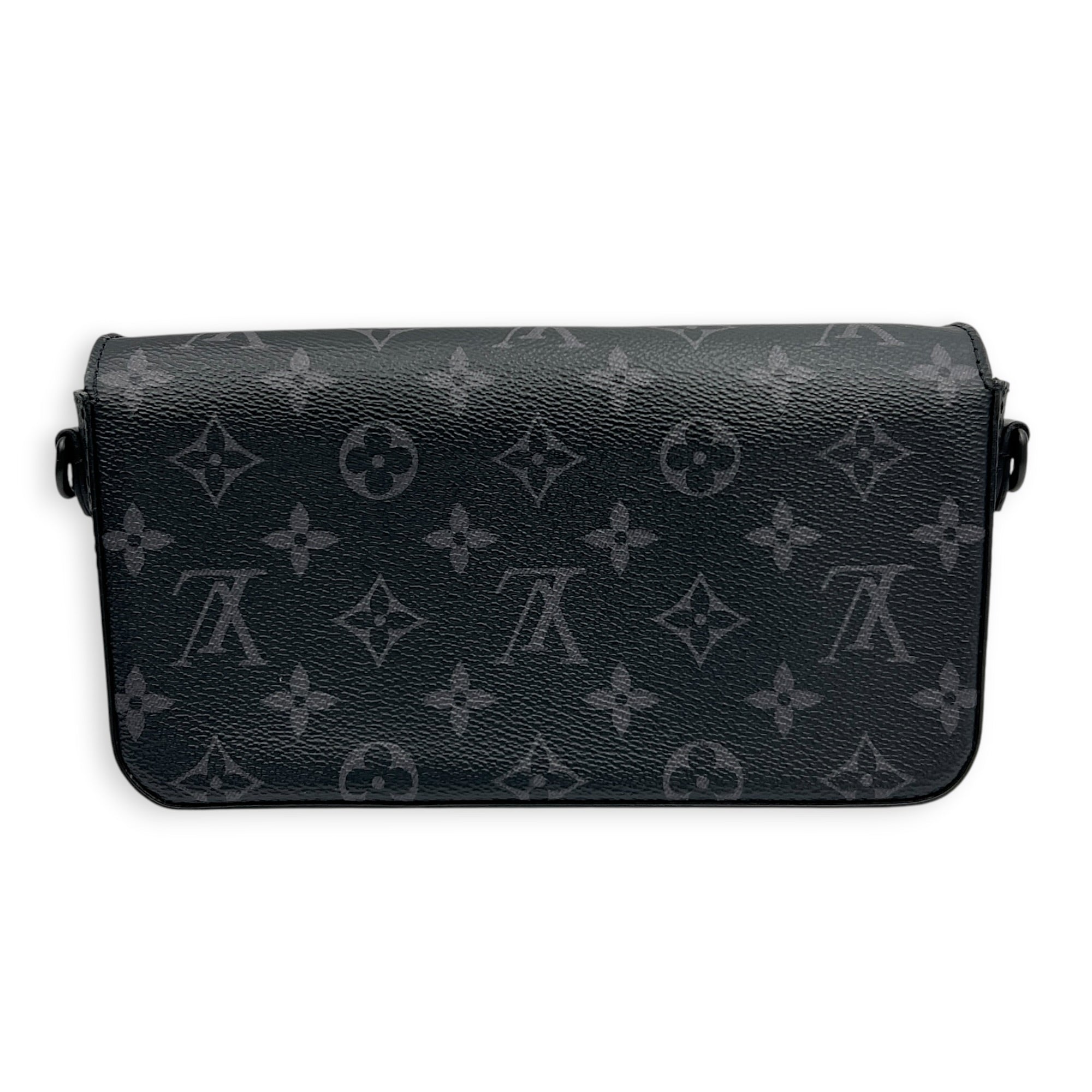 Montsouris Wearable Wallet Shoulder Bag Black in Monogram Coated Canvas, Black hardware
