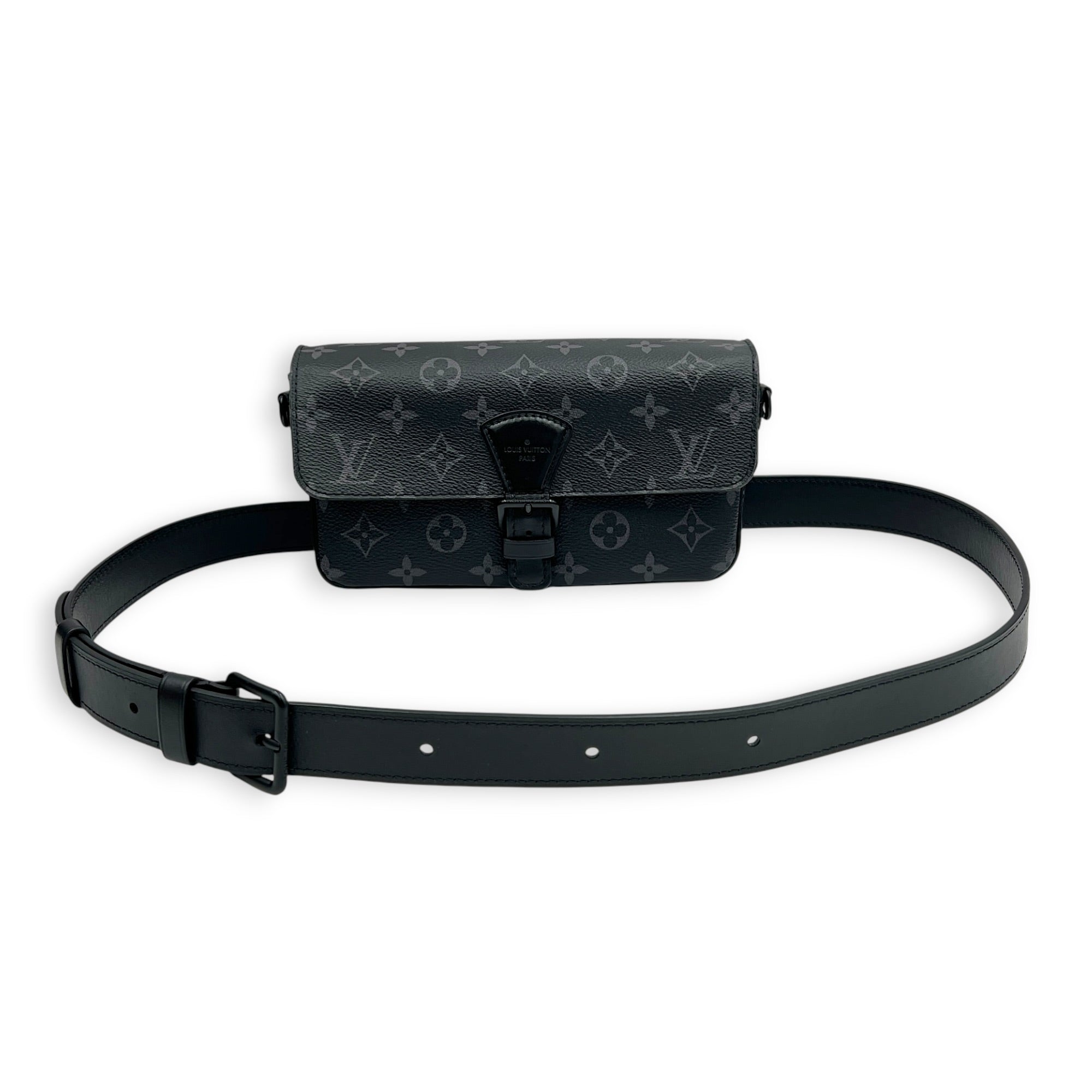 Montsouris Wearable Wallet Shoulder Bag Black in Monogram Coated Canvas, Black hardware