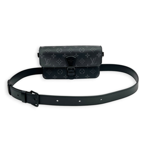 Montsouris Wearable Wallet Shoulder Bag Black in Monogram Coated Canvas, Black hardware
