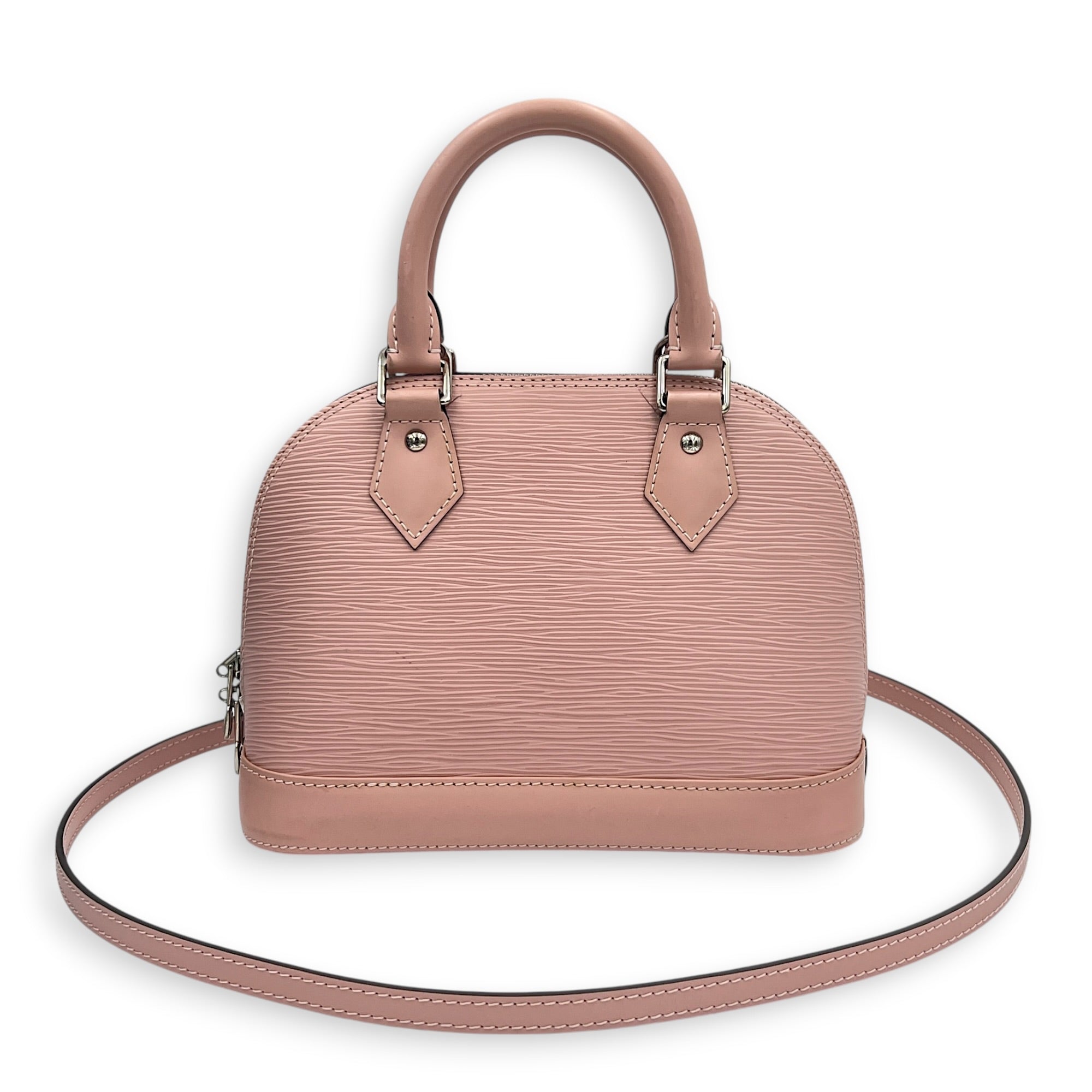 Alma Top Handle Bag Pink in Epi Leather, Silver hardware
