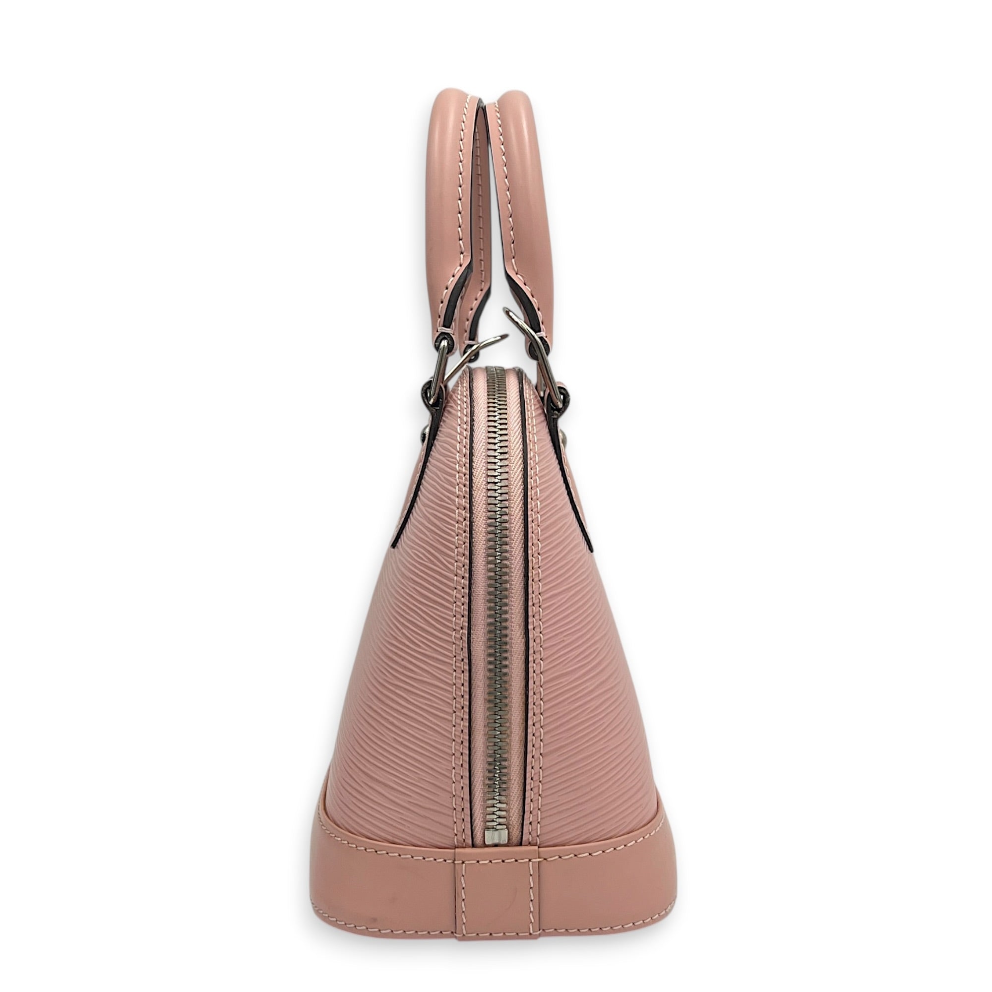 Alma Top Handle Bag Pink in Epi Leather, Silver hardware