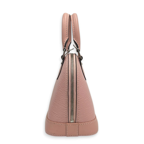 Alma Top Handle Bag Pink in Epi Leather, Silver hardware