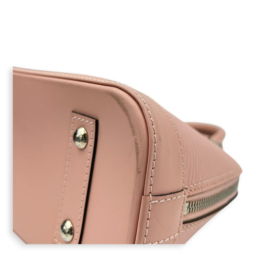 Alma Top Handle Bag Pink in Epi Leather, Silver hardware