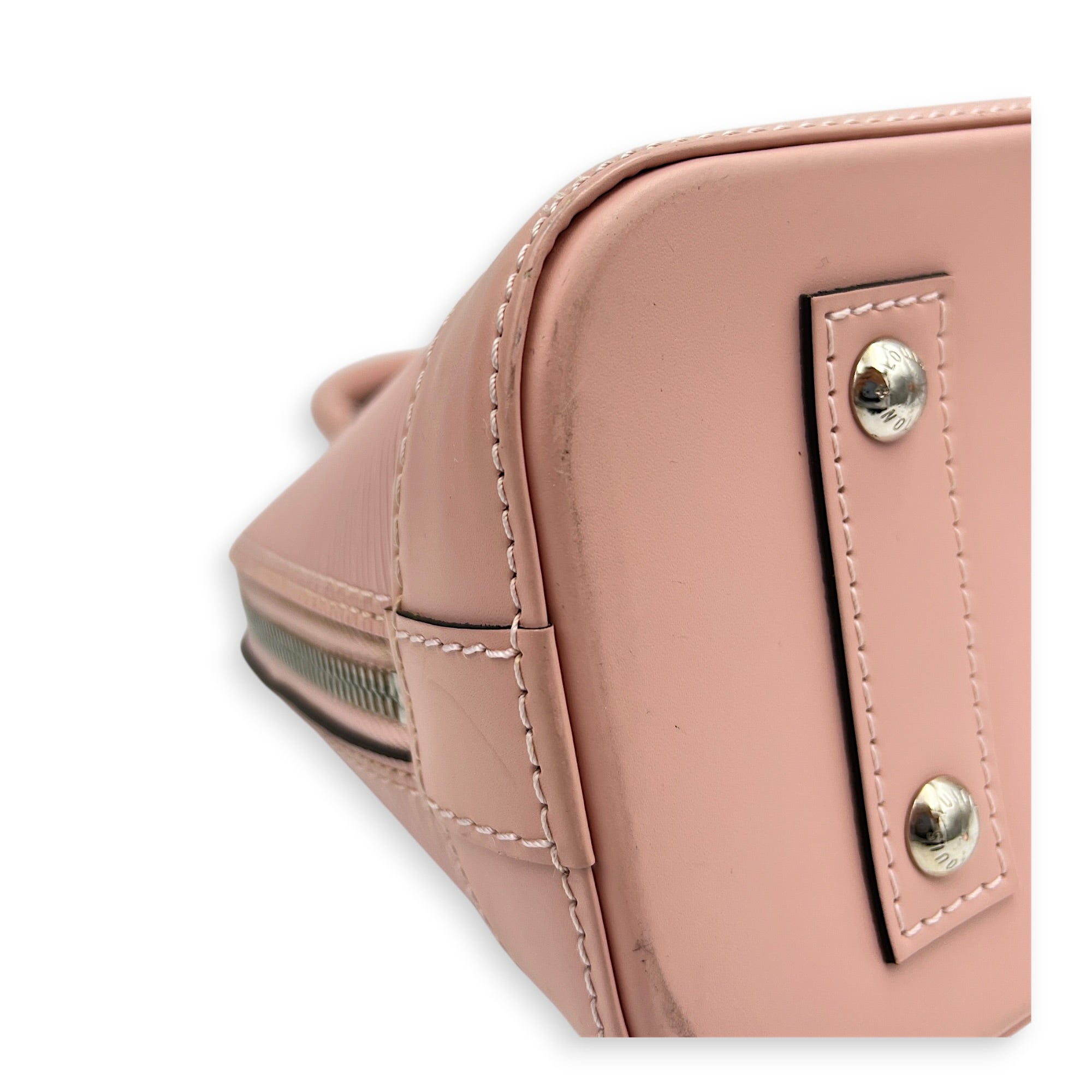 Alma Top Handle Bag Pink in Epi Leather, Silver hardware