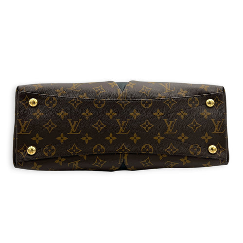 V Tote Top Handle Bag Brown in Monogram Coated Canvas, Gold hardware