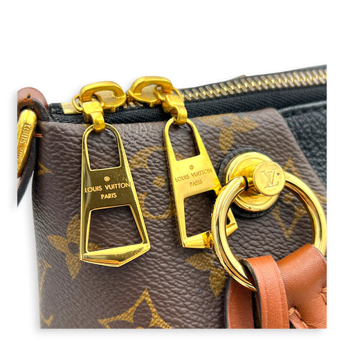 V Tote Top Handle Bag Brown in Monogram Coated Canvas, Gold hardware