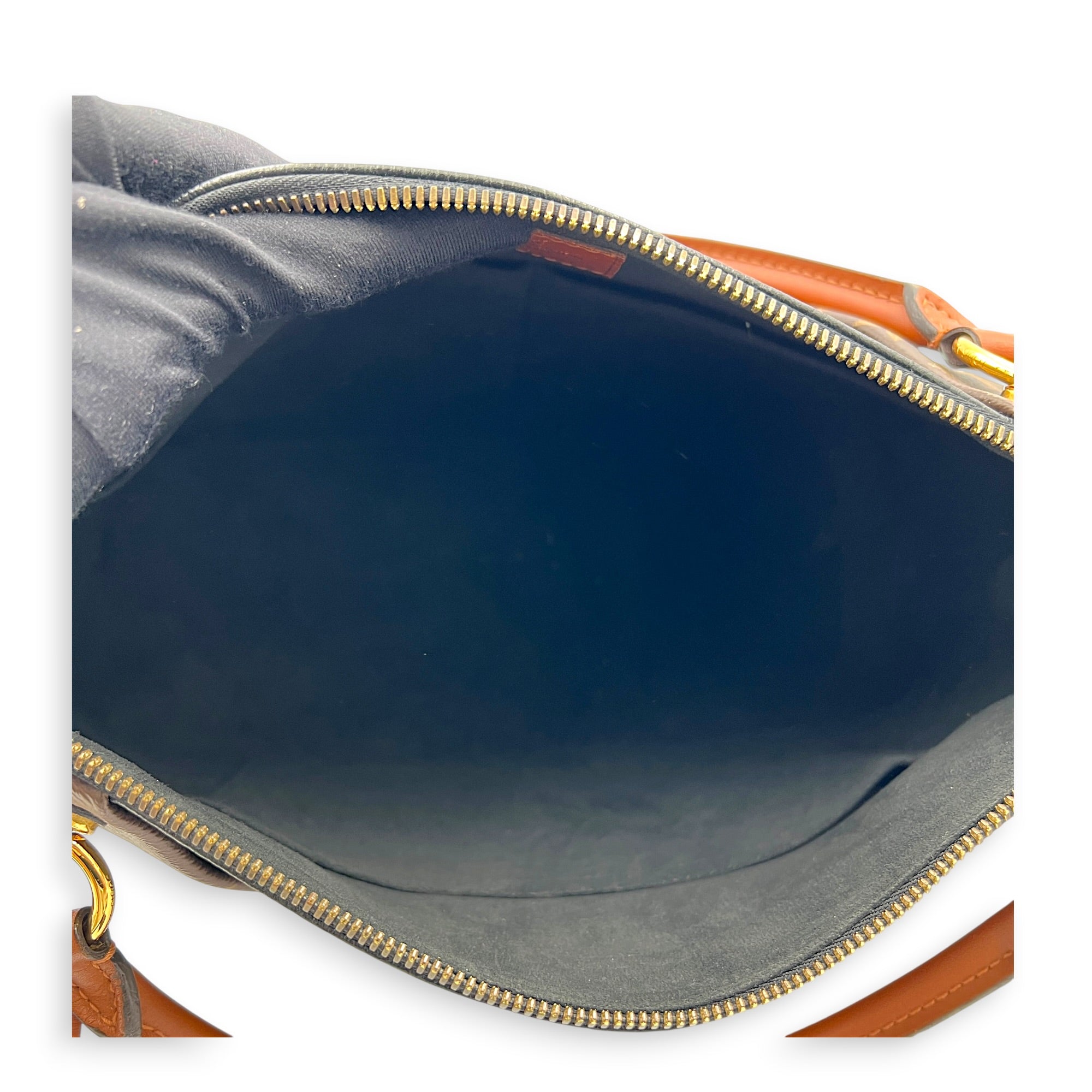 V Tote Top Handle Bag Brown in Monogram Coated Canvas, Gold hardware