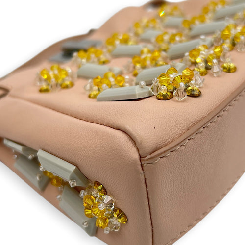 Peekaboo Top Handle Bag Micro Beige in Calfskin, Silver hardware