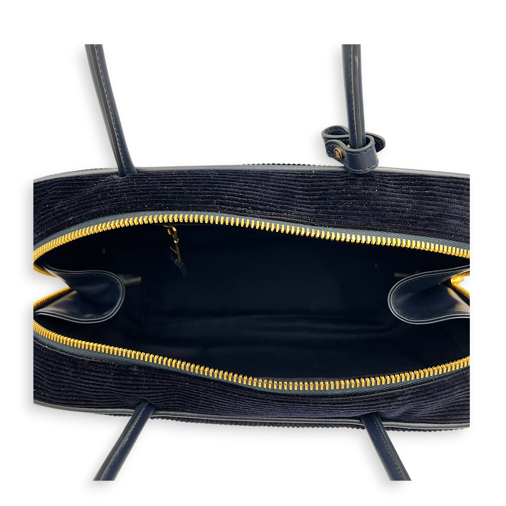 Beau Shoulder Bag Blue in Corduroy, Gold hardware