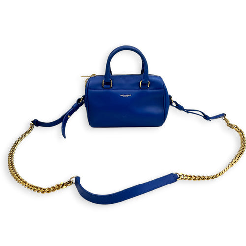 Duffle Toy Top Handle Bag Blue in Calfskin, Gold hardware