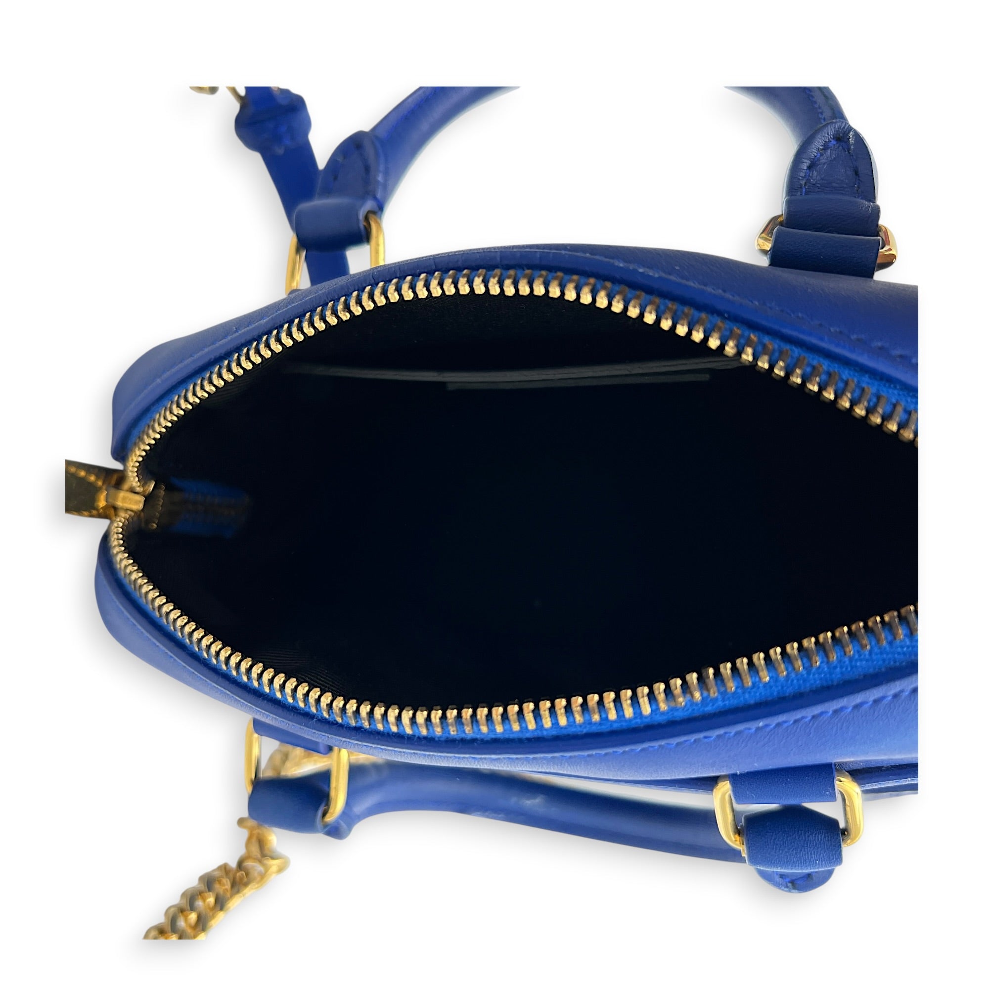 Duffle Toy Top Handle Bag Blue in Calfskin, Gold hardware