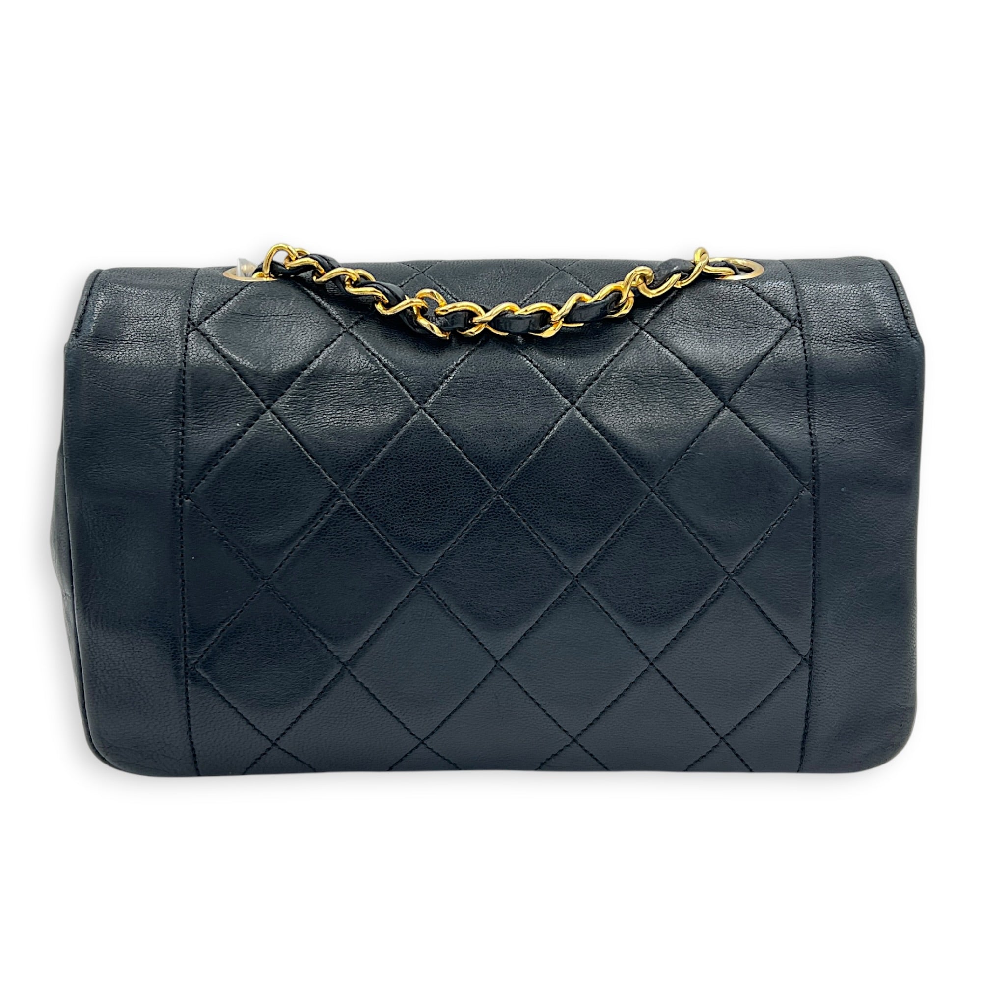Vintage Diana Crossbody Bag Black in Lambskin, Gold hardware