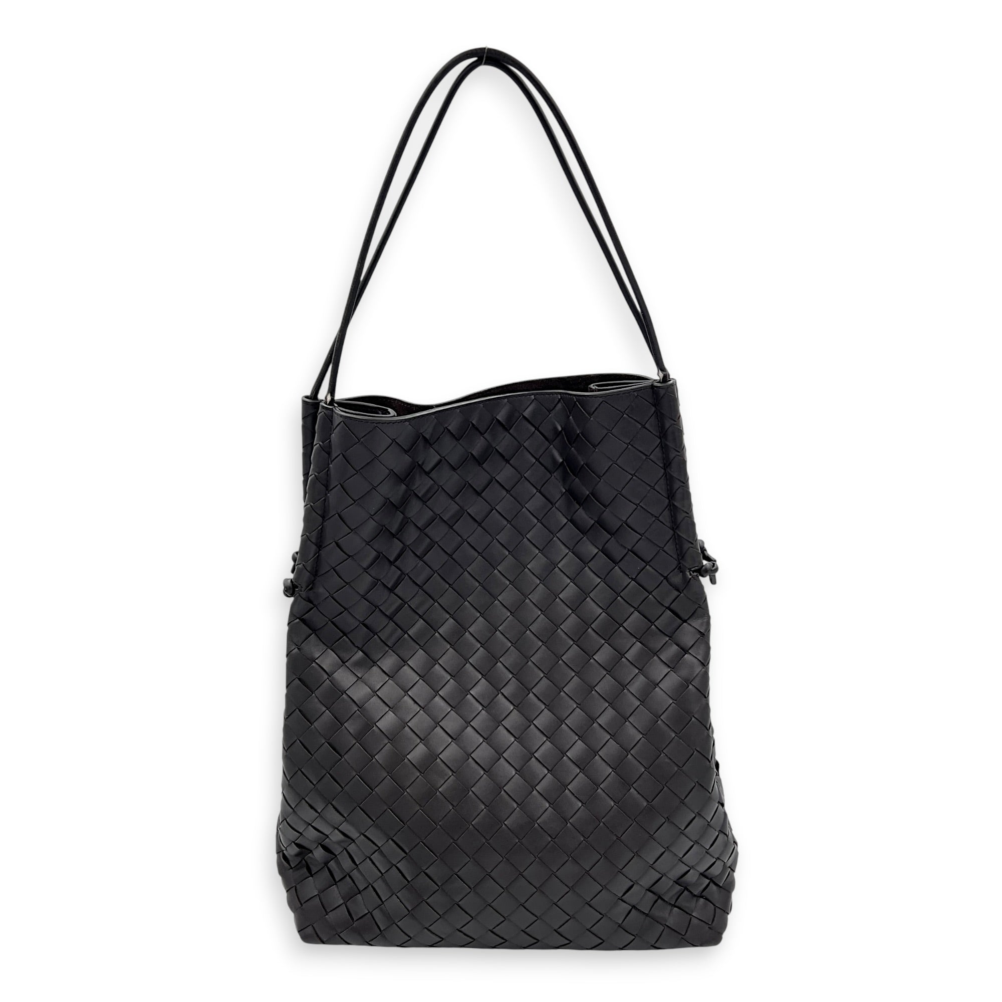 Intrecciato Shoulder Bag Brown in Lambskin