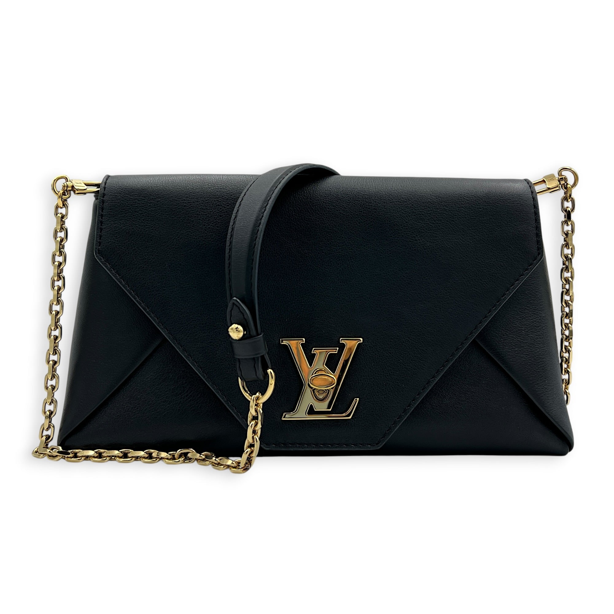 Love Note Shoulder Bag Black in Calfskin, Gold hardware