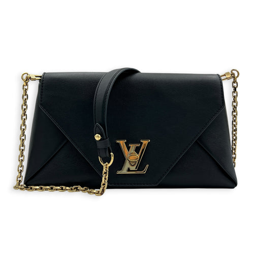 Love Note Shoulder Bag Black in Calfskin, Gold hardware