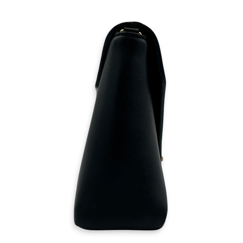 Love Note Shoulder Bag Black in Calfskin, Gold hardware