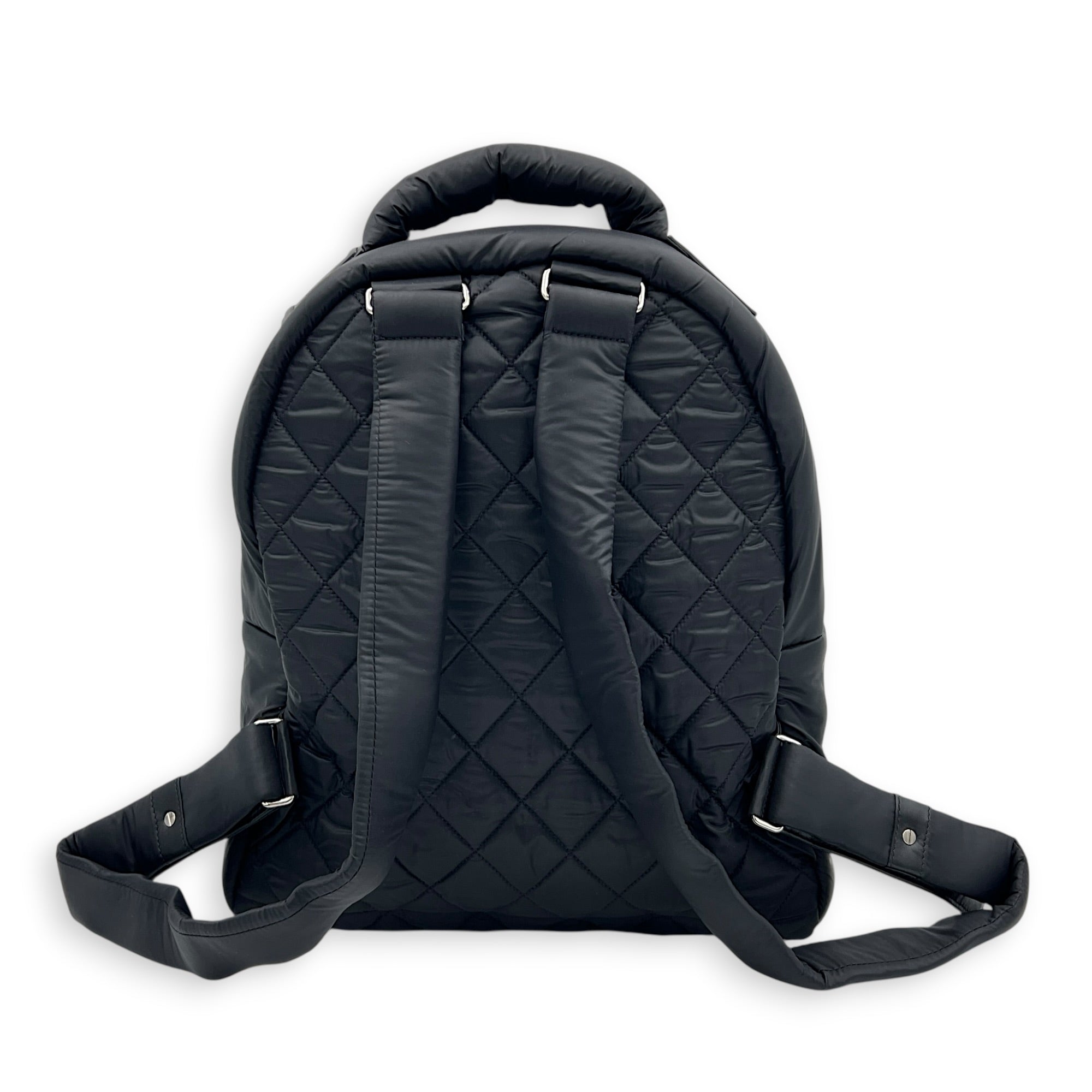 Coco Cocoon Backpack Black in Nylon, Silver hardware
