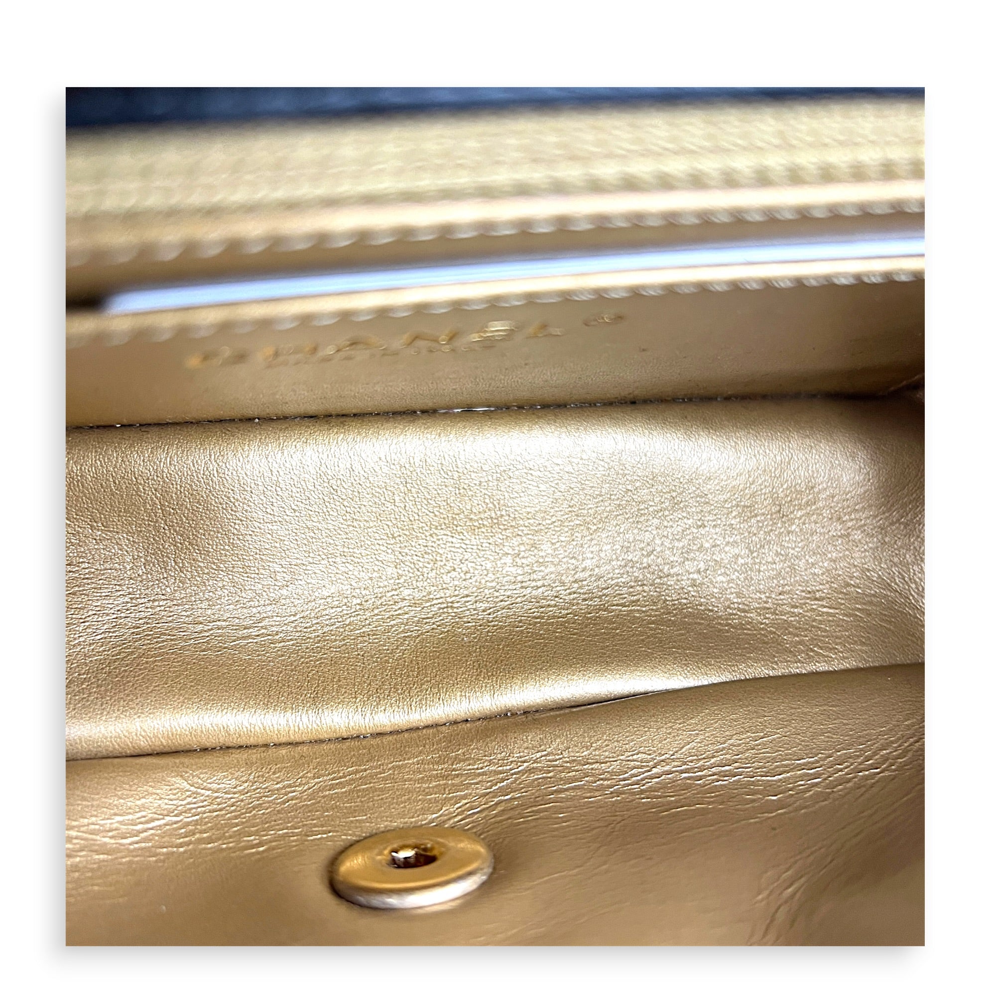 CC Mini Rectangle Pearl Crush Shoulder Bag Black in Lambskin, Gold hardware