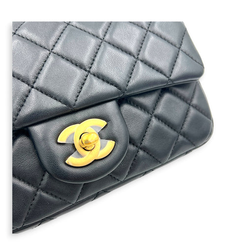 CC Mini Rectangle Pearl Crush Shoulder Bag Black in Lambskin, Gold hardware