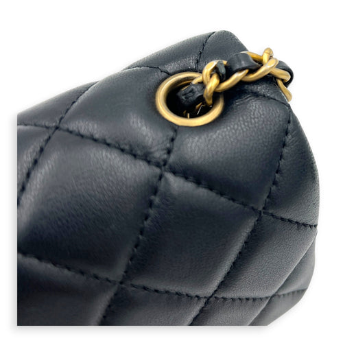 CC Mini Rectangle Pearl Crush Shoulder Bag Black in Lambskin, Gold hardware