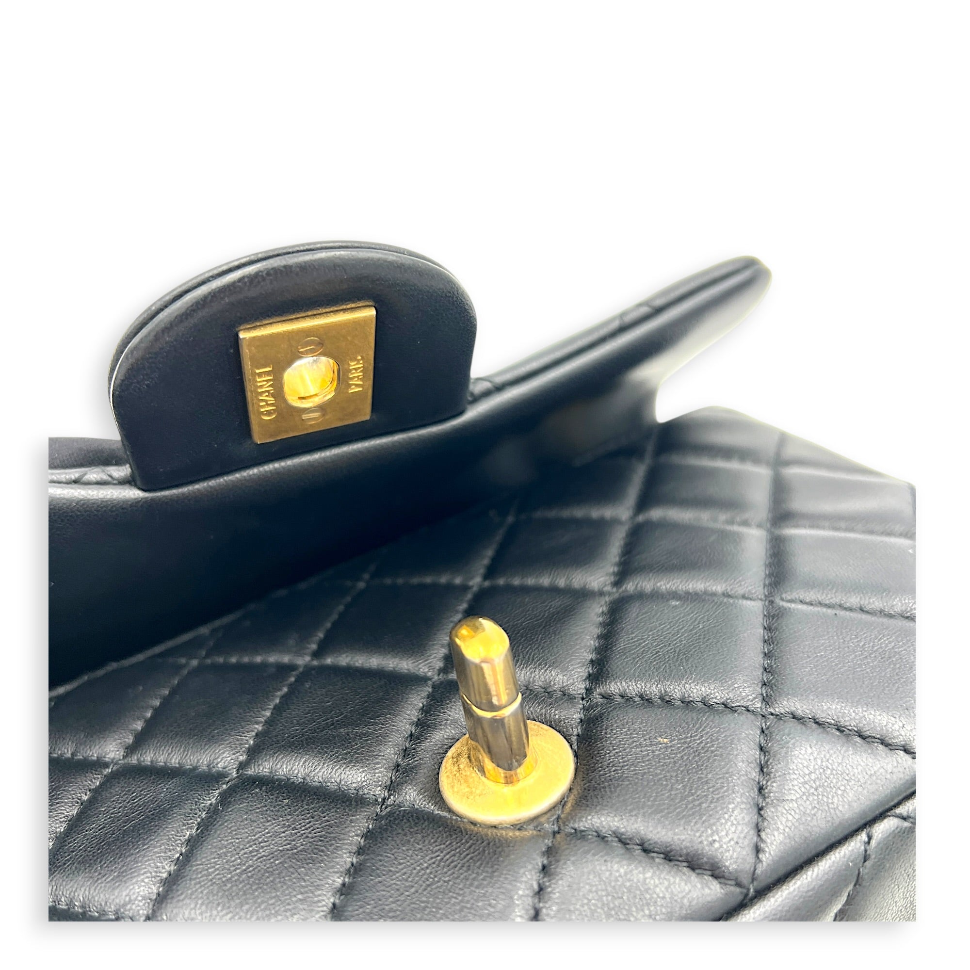 CC Mini Rectangle Pearl Crush Shoulder Bag Black in Lambskin, Gold hardware