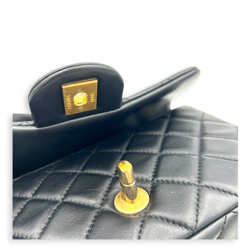 CC Mini Rectangle Pearl Crush Shoulder Bag Black in Lambskin, Gold hardware