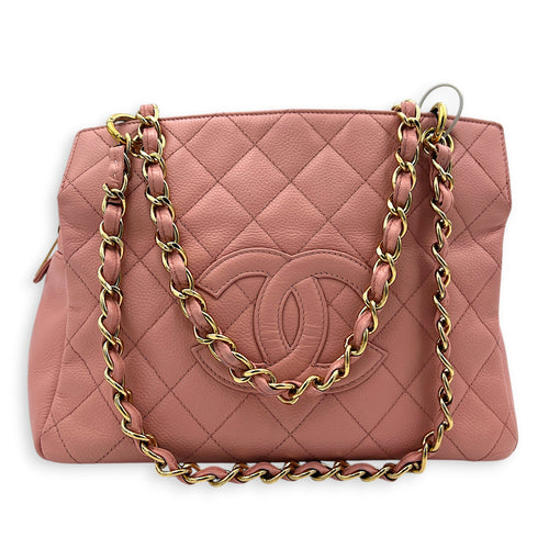 PTT Petite Timeless Tote Bag Pink in Calfskin, Gold hardware
