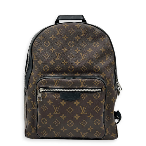 Macassar Josh Backpack Brown in Monogram Coated Canvas, Silver hardware