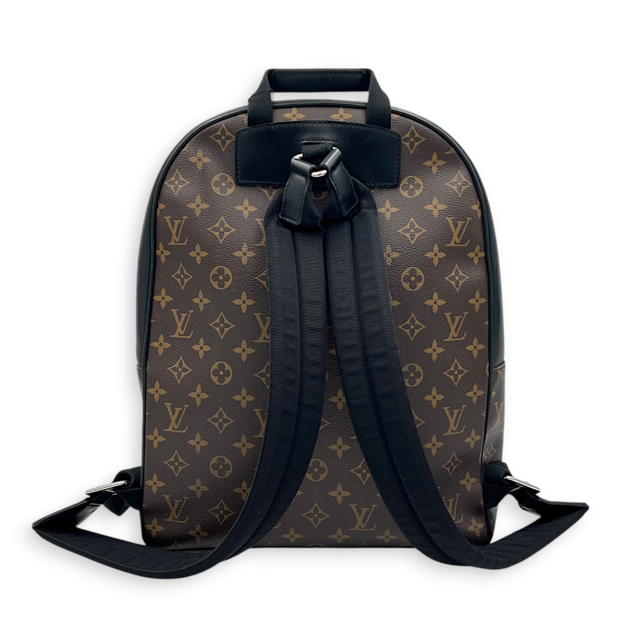 Macassar Josh Backpack Brown in Monogram Coated Canvas, Silver hardware