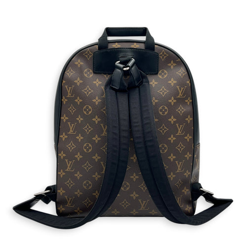 Macassar Josh Backpack Brown in Monogram Coated Canvas, Silver hardware