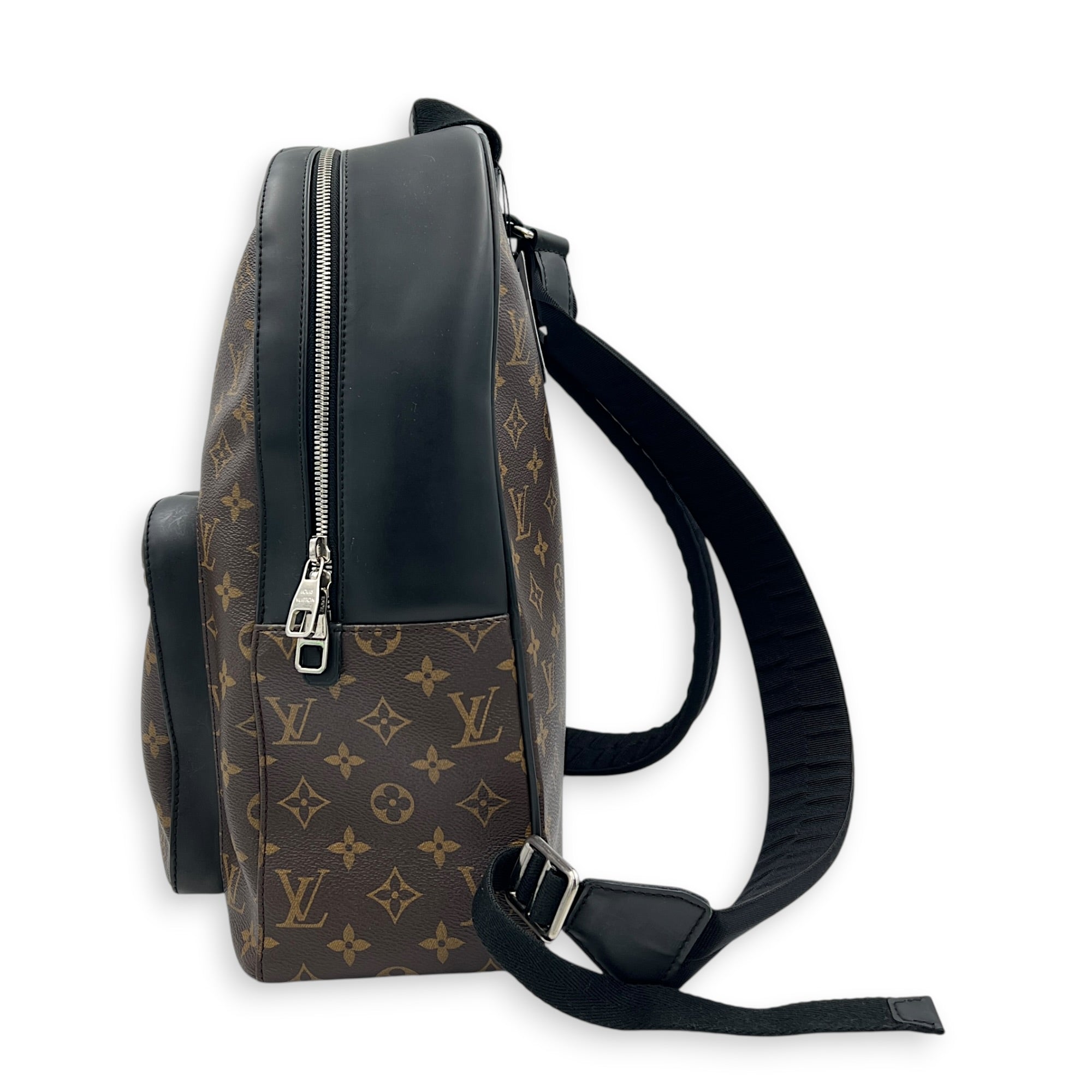 Macassar Josh Backpack Brown in Monogram Coated Canvas, Silver hardware