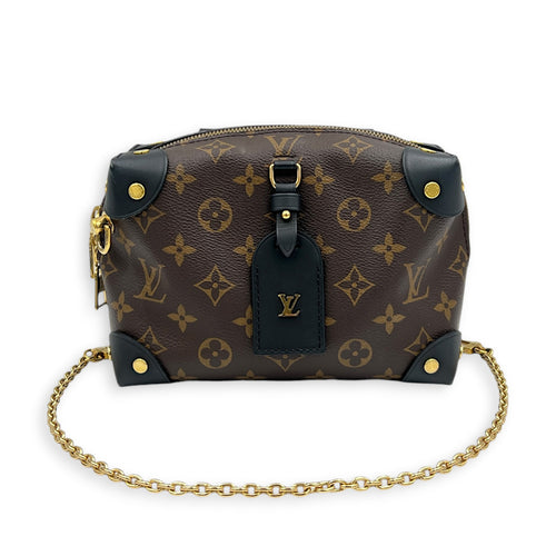 Petite Malle Souple Top Handle Bag Brown in Monogram Coated Canvas, Gold hardware