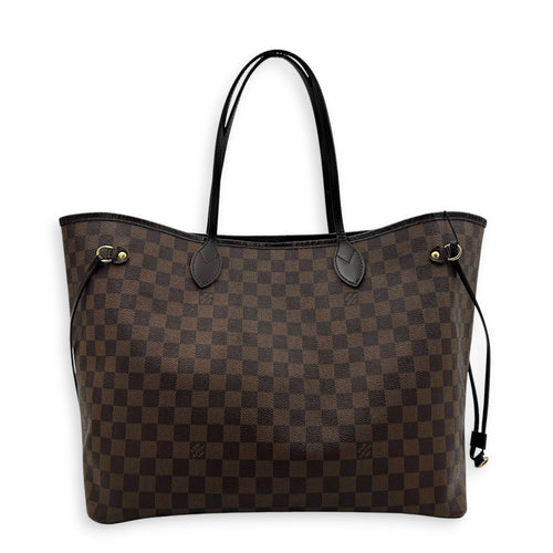 Neverfull GM Brown Tote Bag in Coated Canvas, Gold hardware