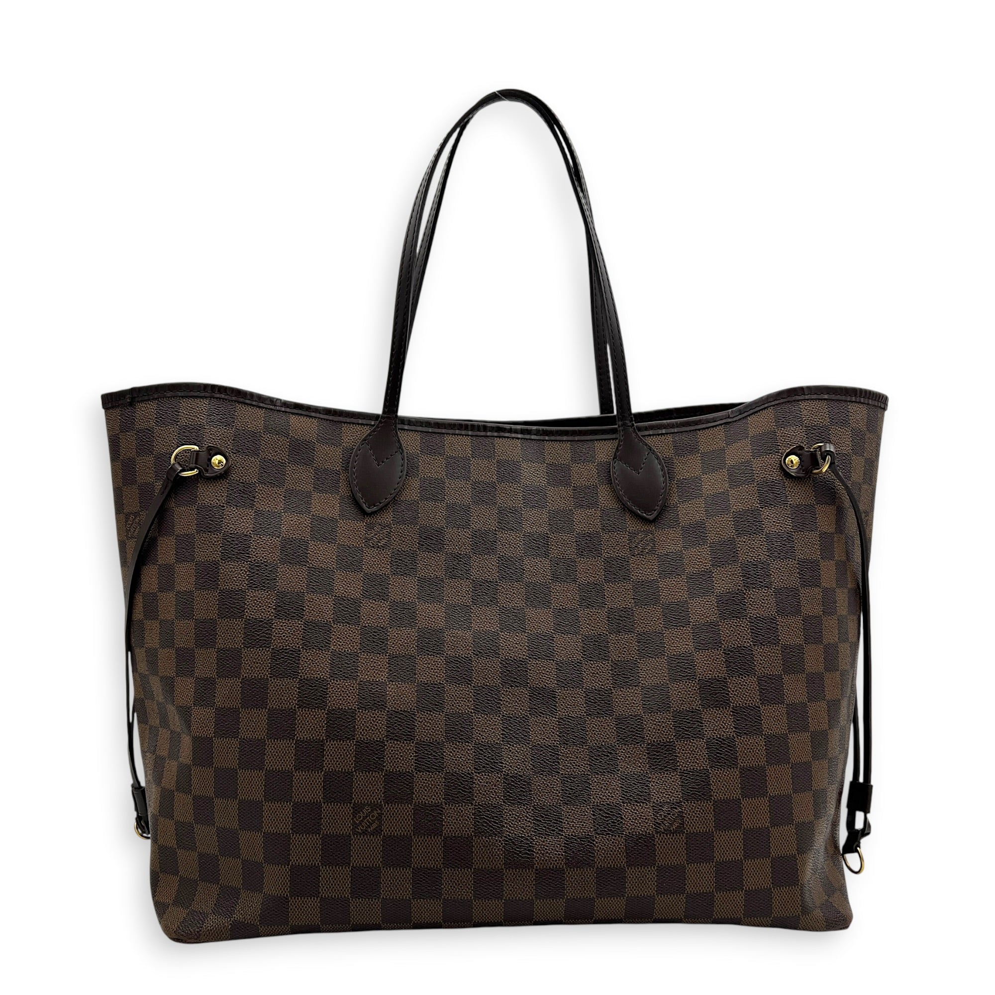 Neverfull GM Brown Tote Bag in Coated Canvas, Gold hardware