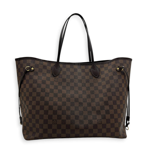 Neverfull GM Brown Tote Bag in Coated Canvas, Gold hardware