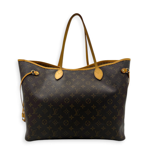 Neverfull Tote Bag GM Brown in Monogram Coated Canvas, Gold hardware
