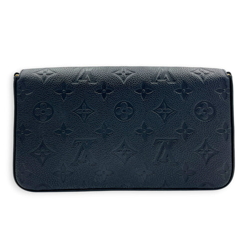 Felicie Wallet On Chain Blue in Empreinte Leather, Gold hardware