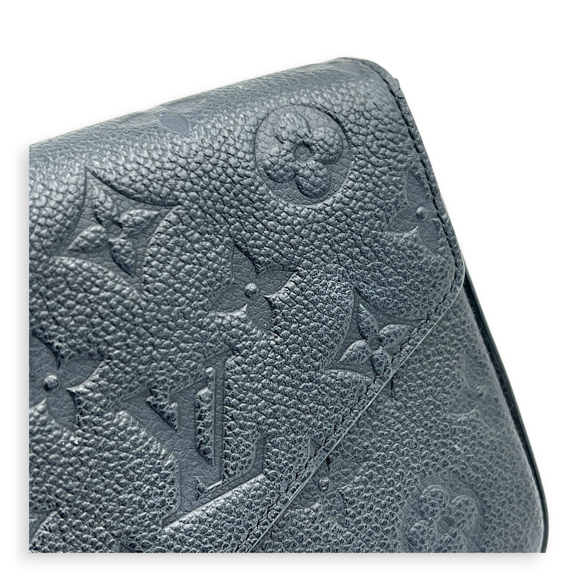Felicie Wallet On Chain Blue in Empreinte Leather, Gold hardware