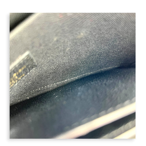 Felicie Wallet On Chain Blue in Empreinte Leather, Gold hardware
