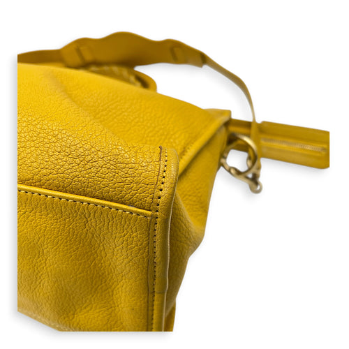 City Top Handle Bag Yellow in Goat Leather, Gold hardware