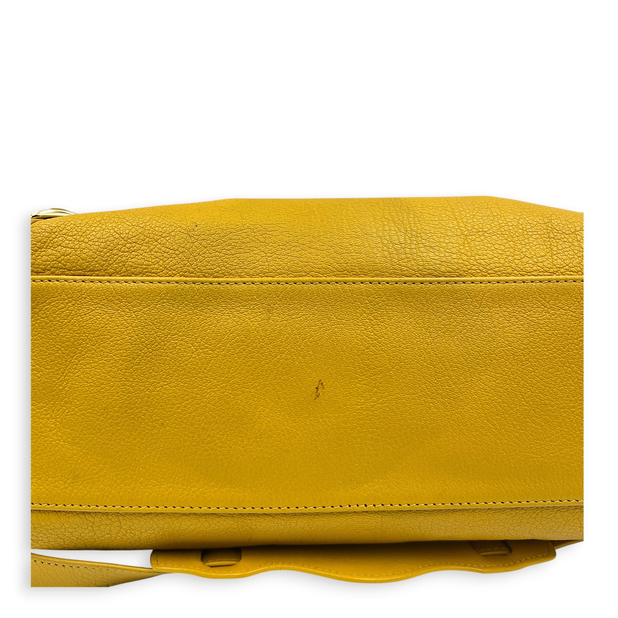 City Top Handle Bag Yellow in Goat Leather, Gold hardware