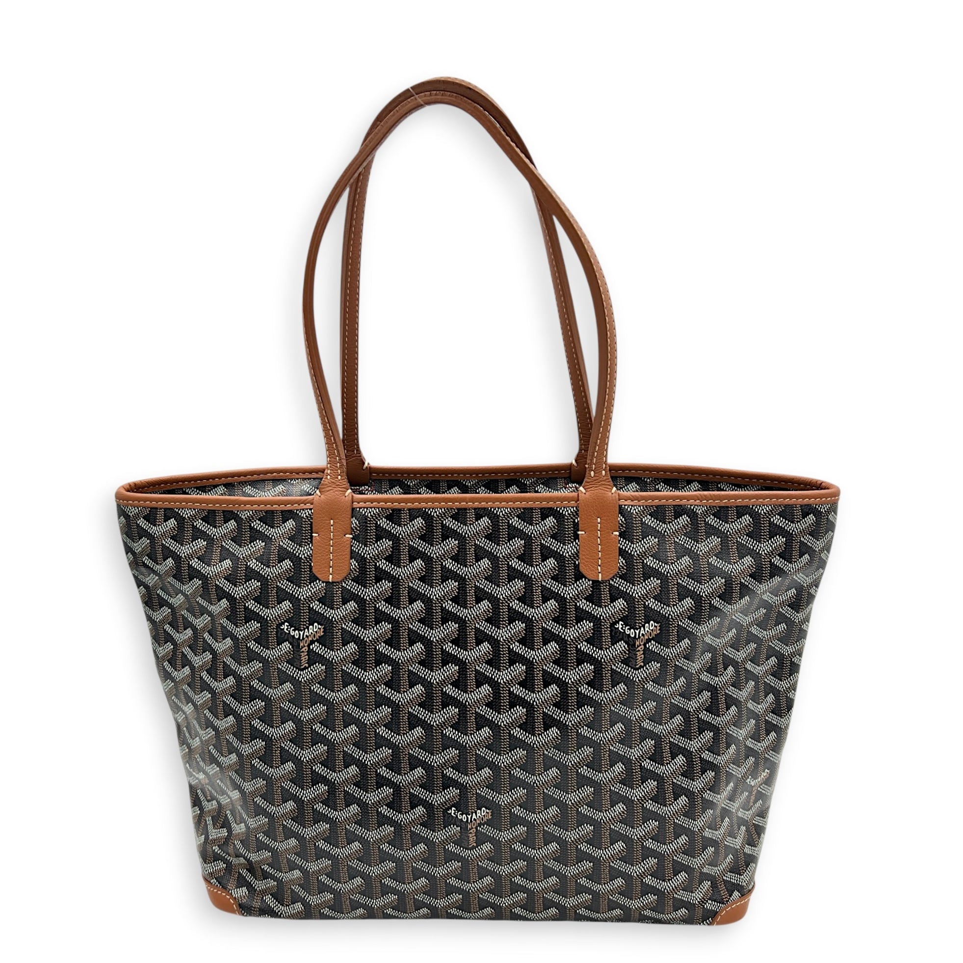 Artois Tote Bag PM Brown in Coated Canvas, Silver hardware