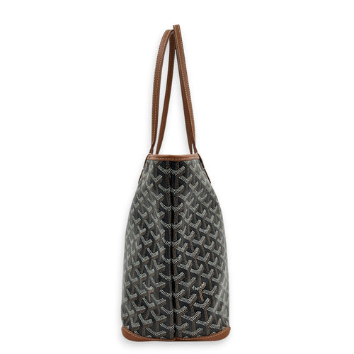 Artois Tote Bag PM Brown in Coated Canvas, Silver hardware