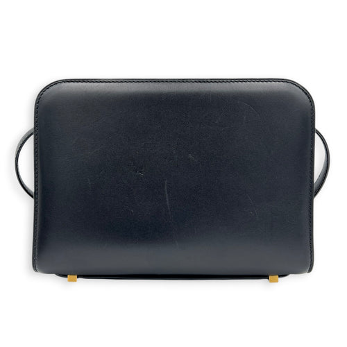 Reverse Satchel Shoulder Bag Black in Calfskin, Gold hardware