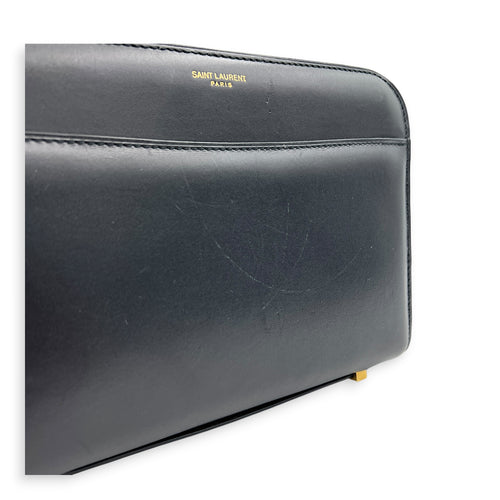 Reverse Satchel Shoulder Bag Black in Calfskin, Gold hardware