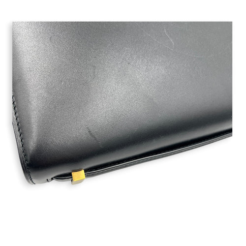 Reverse Satchel Shoulder Bag Black in Calfskin, Gold hardware