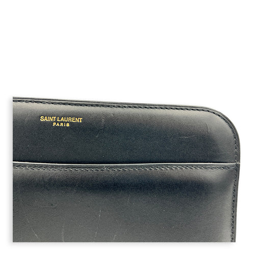 Reverse Satchel Shoulder Bag Black in Calfskin, Gold hardware