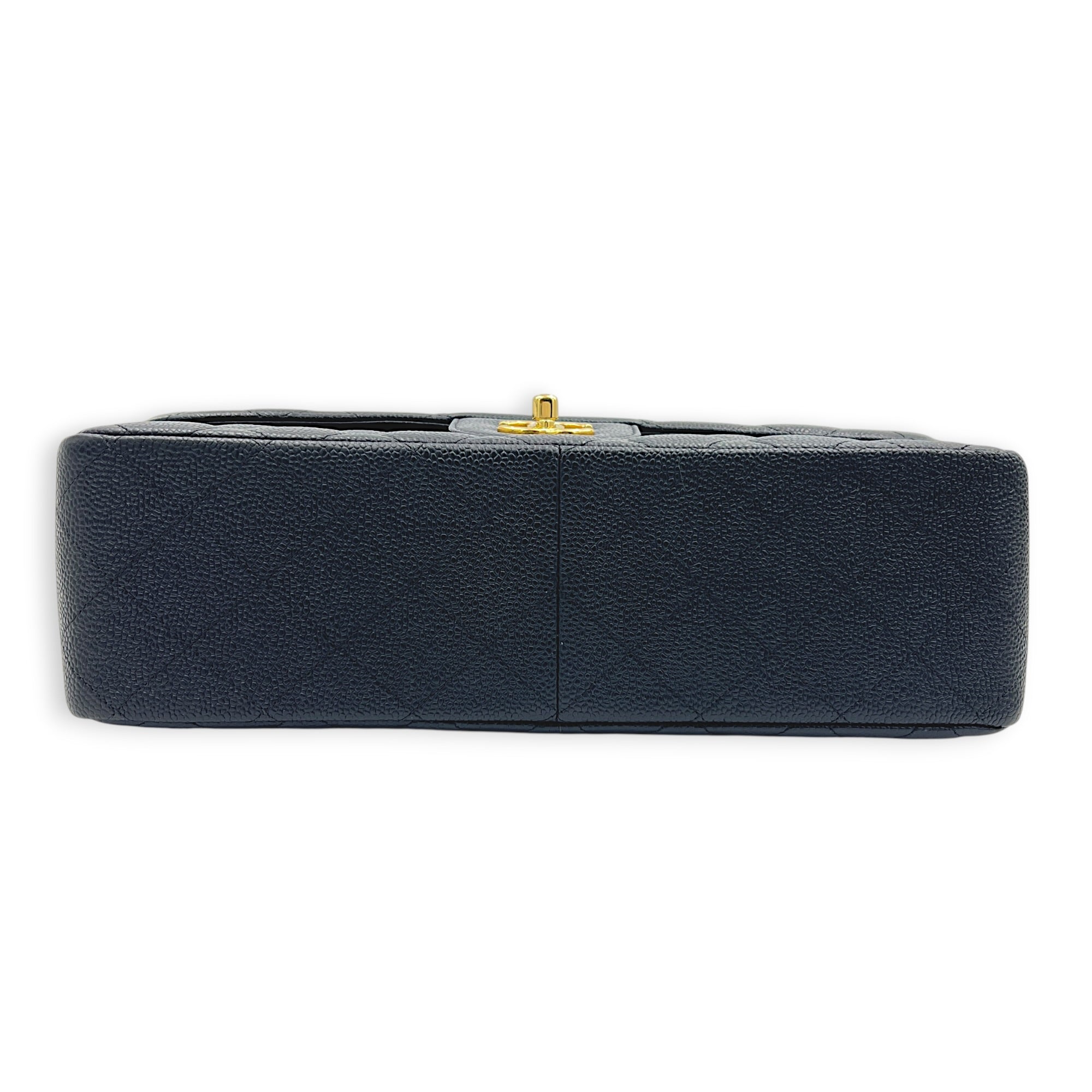 Classic Double Flap Shoulder Bag Jumbo Black in Caviar Leather, Gold hardware