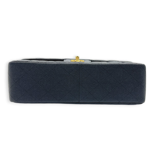 Classic Double Flap Shoulder Bag Jumbo Black in Caviar Leather, Gold hardware