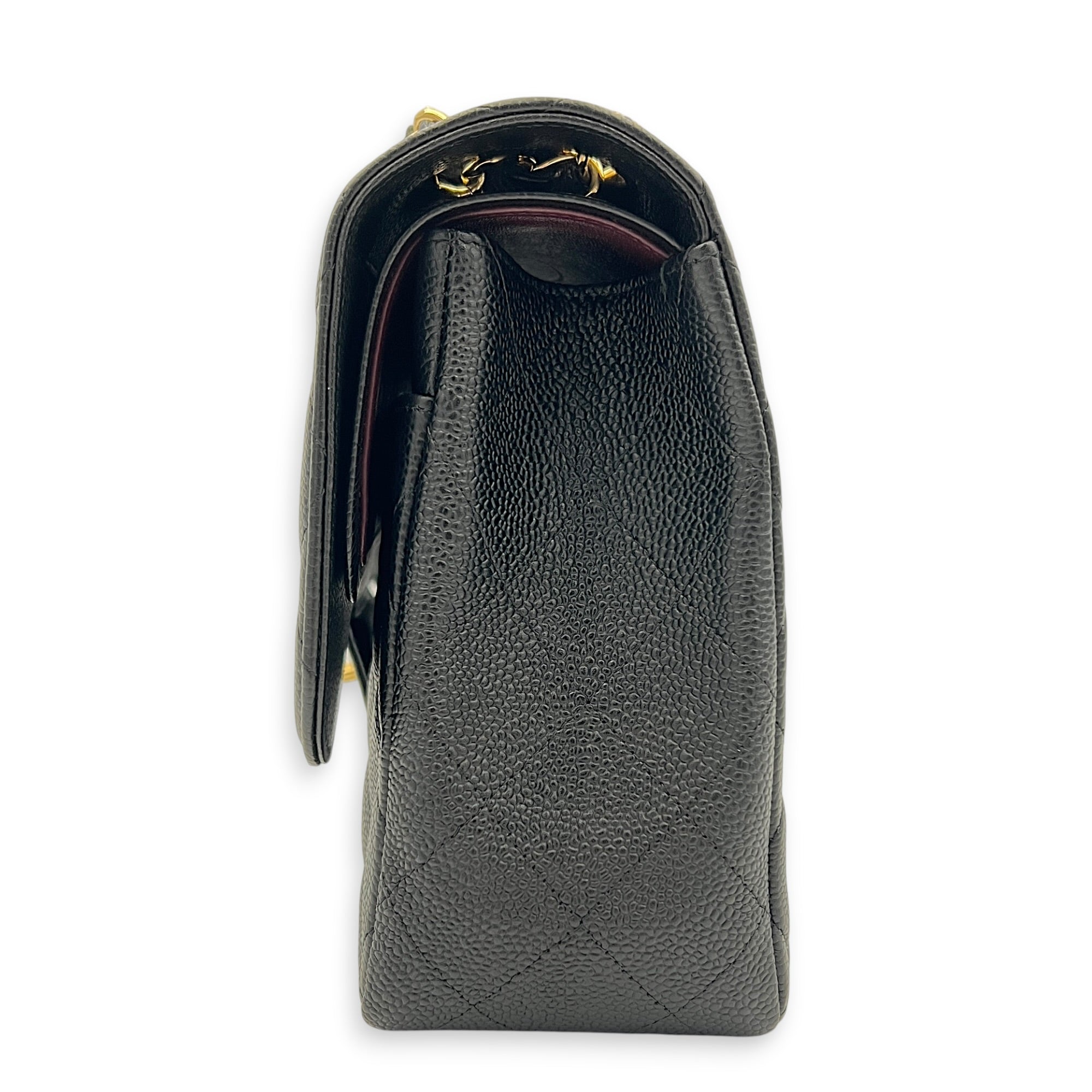Classic Double Flap Shoulder Bag Jumbo Black in Caviar Leather, Gold hardware